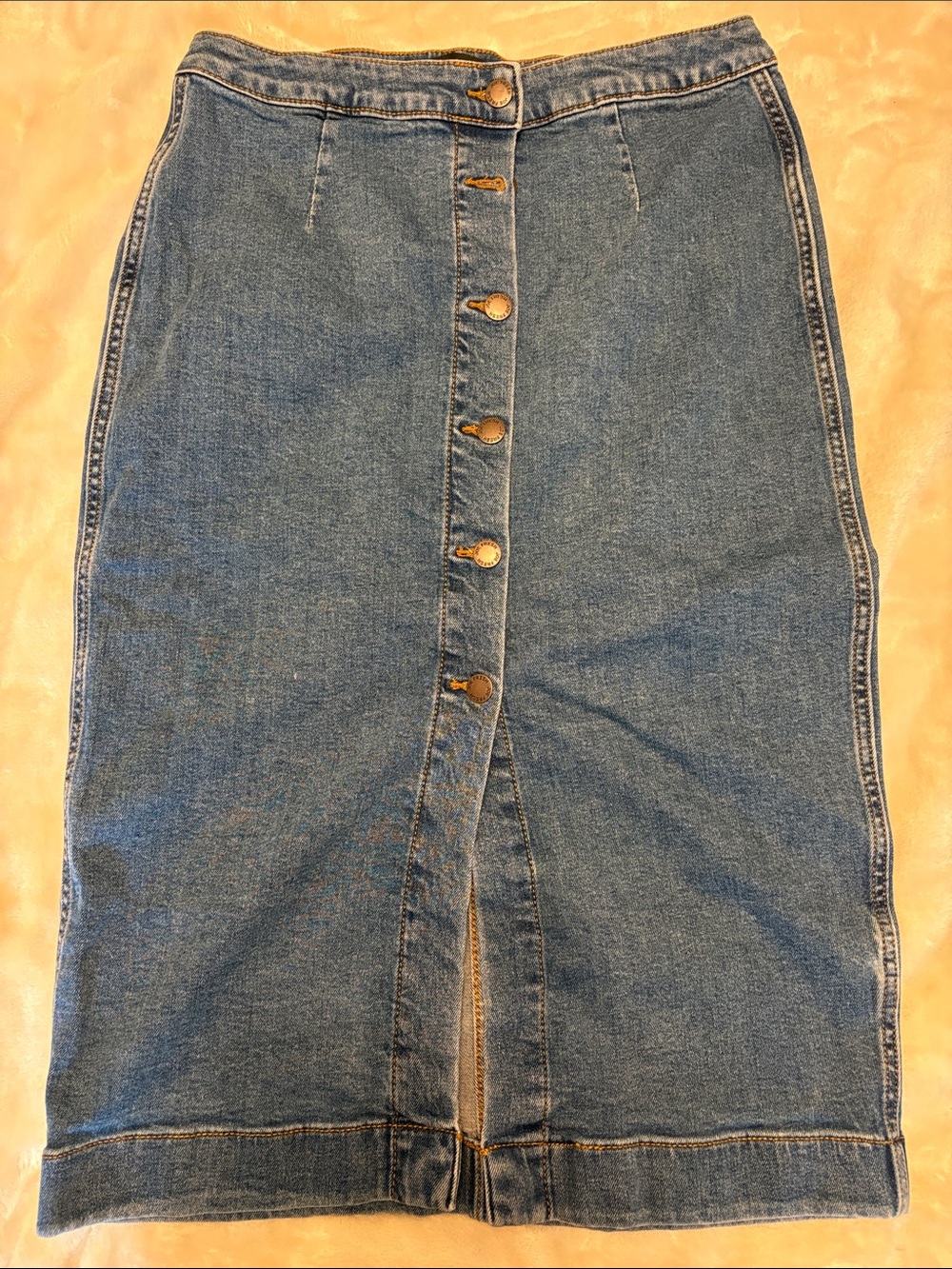 Joe Fresh Blue Button-Front Denim Midi Skirt